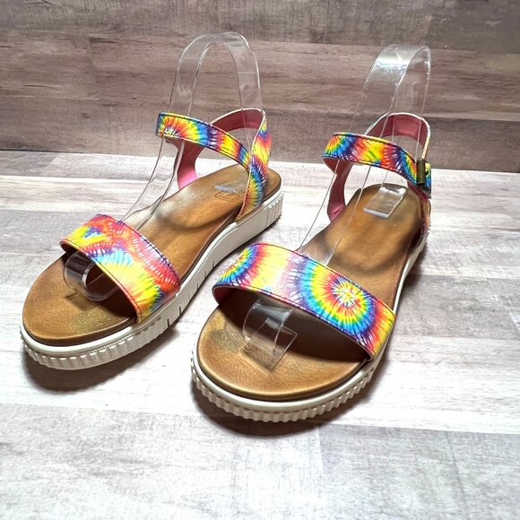 Tie-Dye Womens Platform Sandals Size 5 By MIA With Adjustable Strap & White Sole - Picture 8 of 9